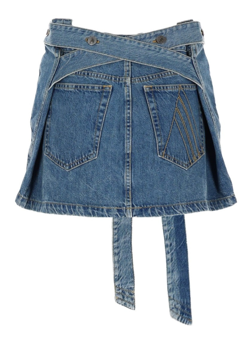 The Attico High Waist Matching Denim Belt Mini Skirt