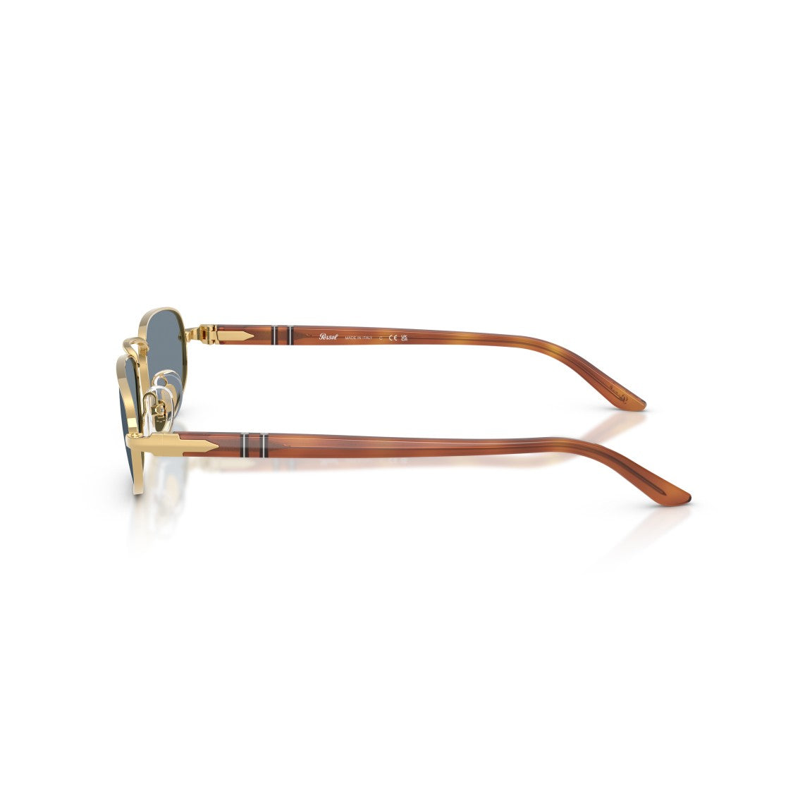 Persol 0Po1028s Rectangular Gold Metal Sunglasses With Tortoiseshell Arms