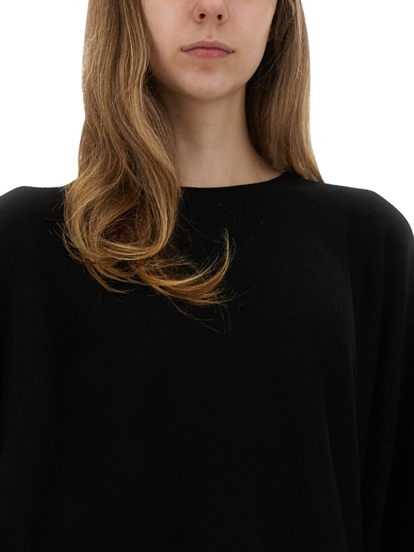 Max Mara Loose-Fit Black Virgin Wool Top With Flowing Sleeves