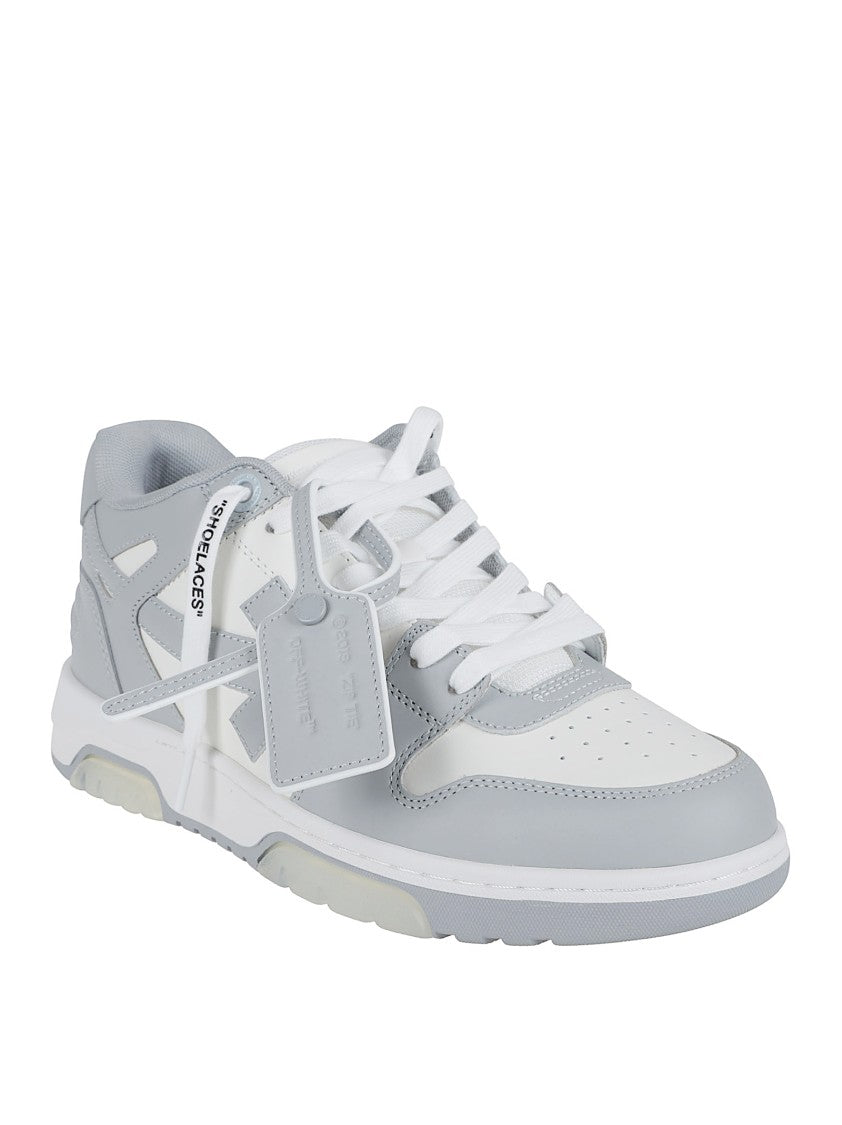 Off-White Leather Low-Top Sneakers With Perforated Toe