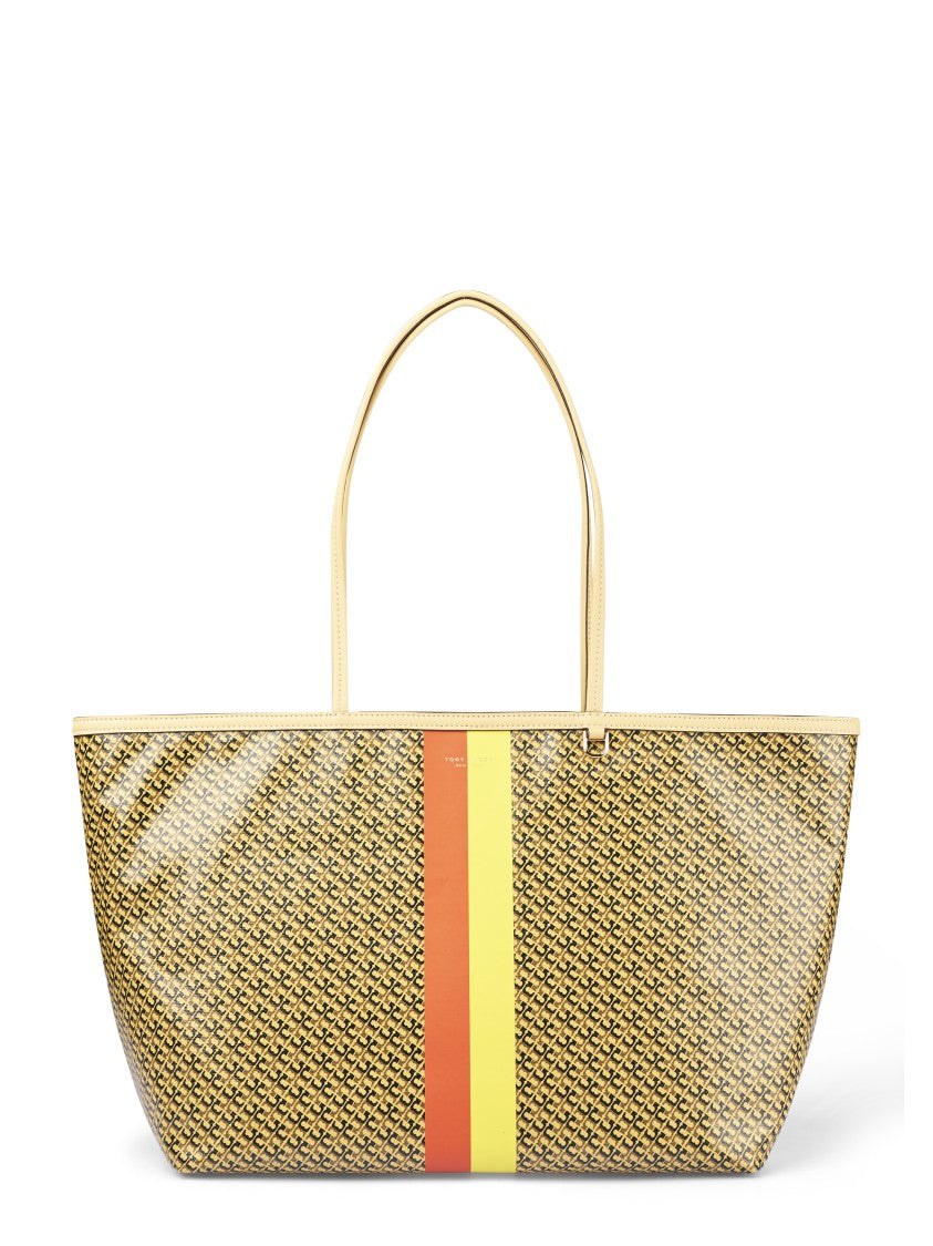 Tory Burch Geometric Patterned Racer Tote With Glossy Finish