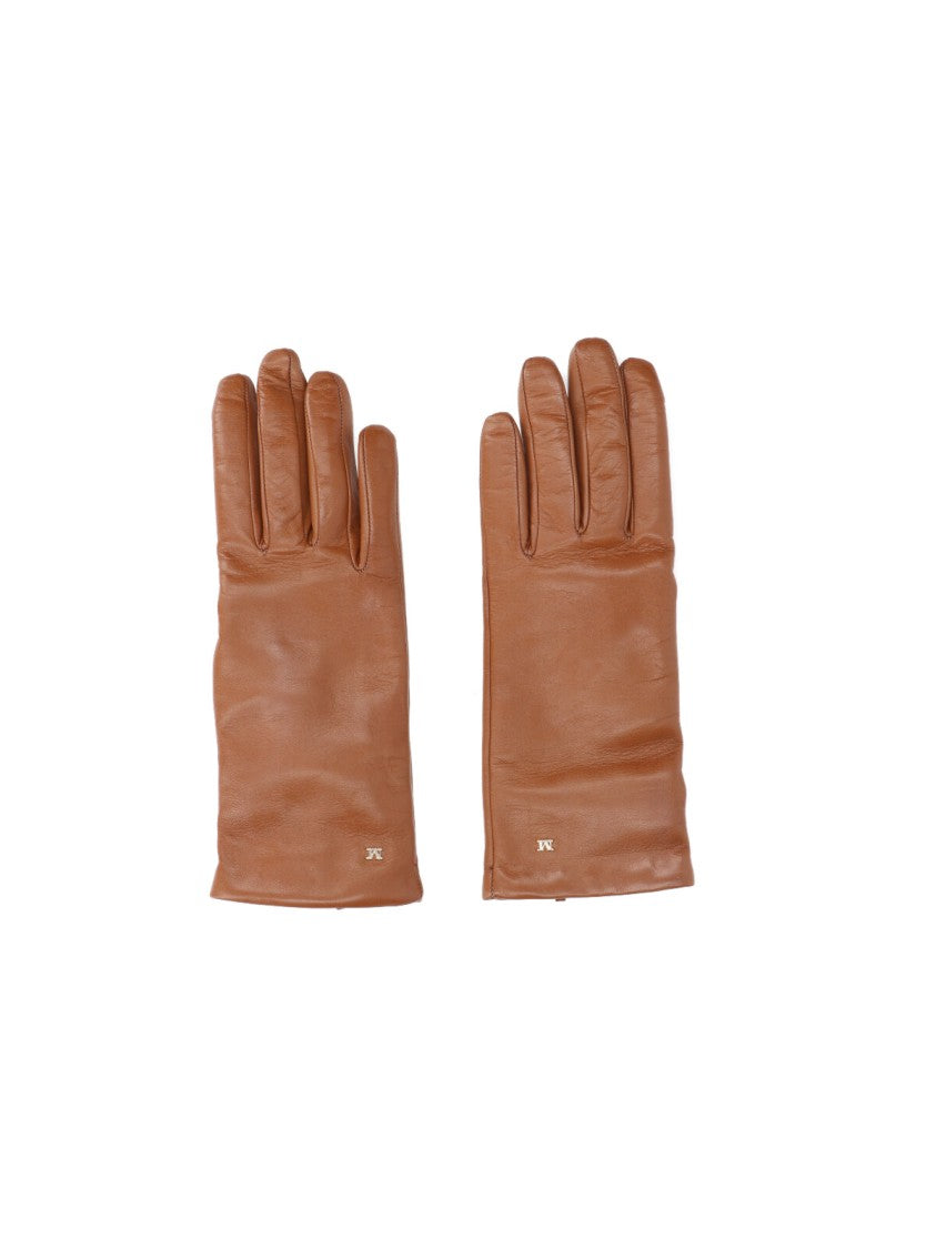 Max Mara Smooth Brown Leather Gloves