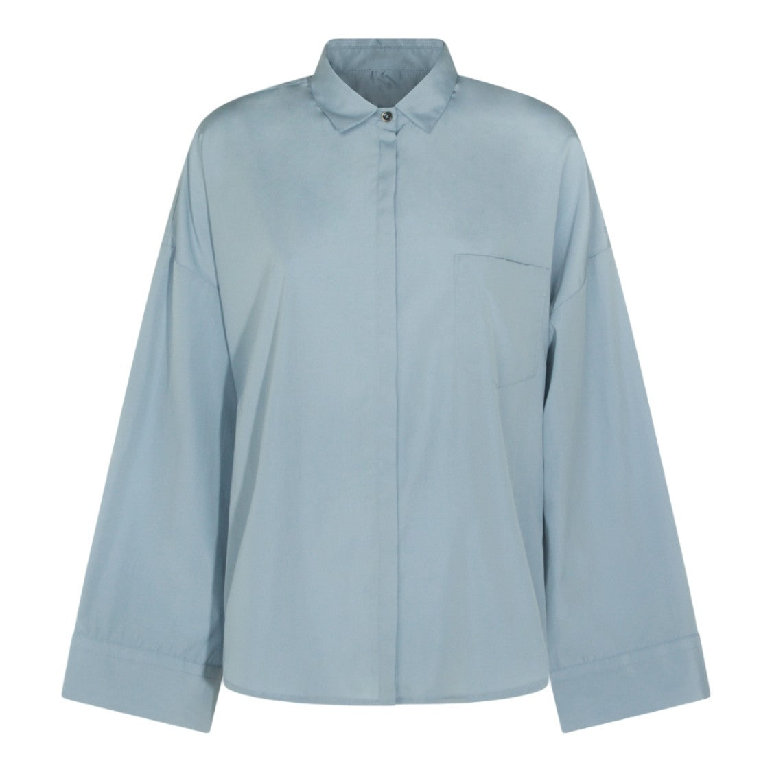 Nine In The Morning Relaxed Fit Blue Shirt With Classic Collar And Concealed Placket