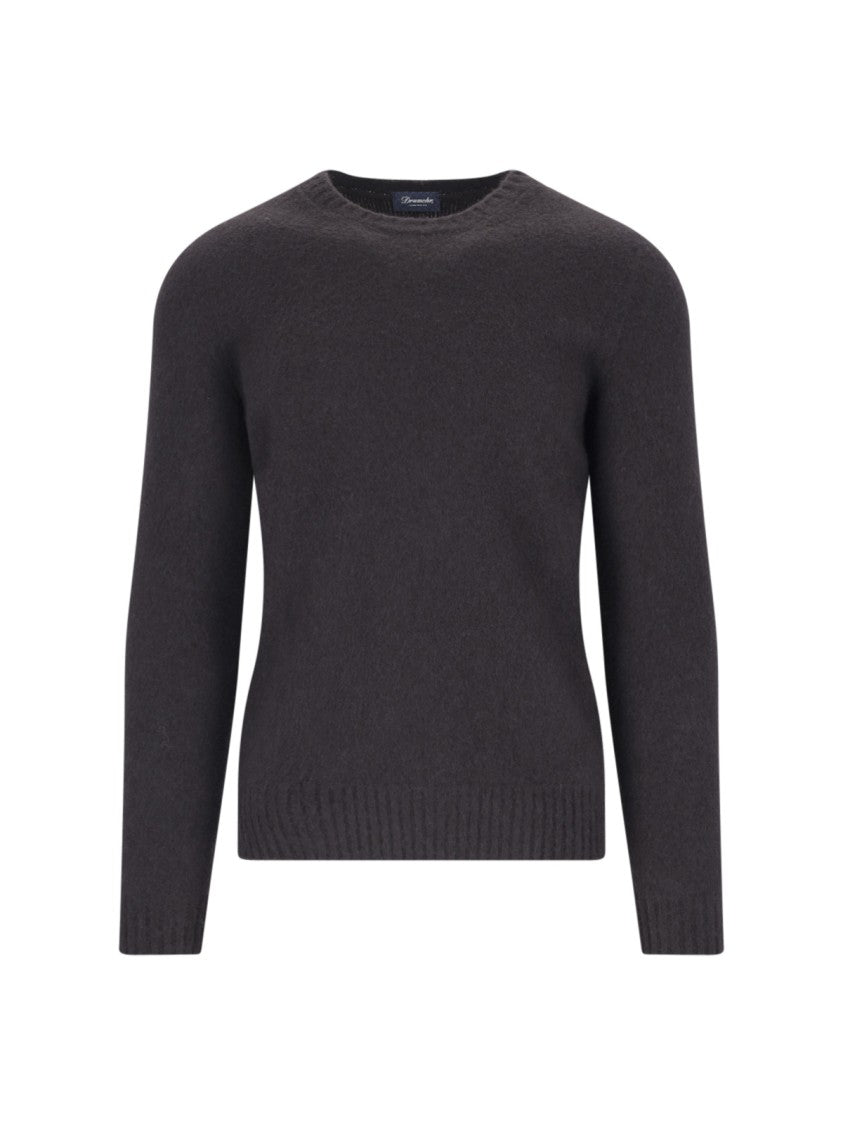 Drumohr Basic Sweater In Brown Wool Dark Shade