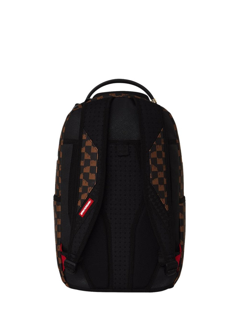 Sprayground Brown And Cream Drip Check Shark Backpack