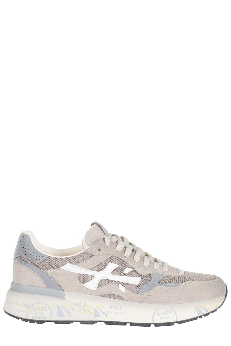 Premiata Taupe Mick 0.1 Iconic Side Design Leather Sneakers