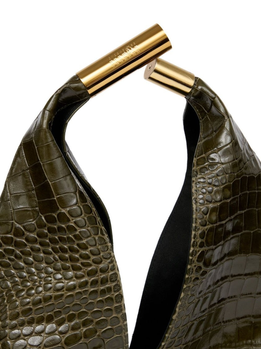 Mm6 By Maison Margiela Structured Green Crocodile Pattern Handbag