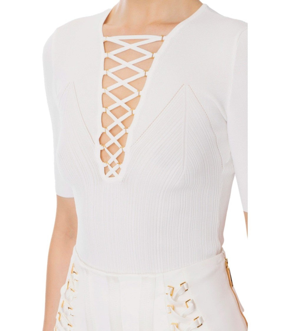 Elisabetta Franchi Ivory Knitted Top