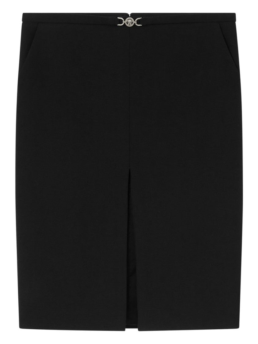 Versace Black Silk And Nylon Pencil Skirt