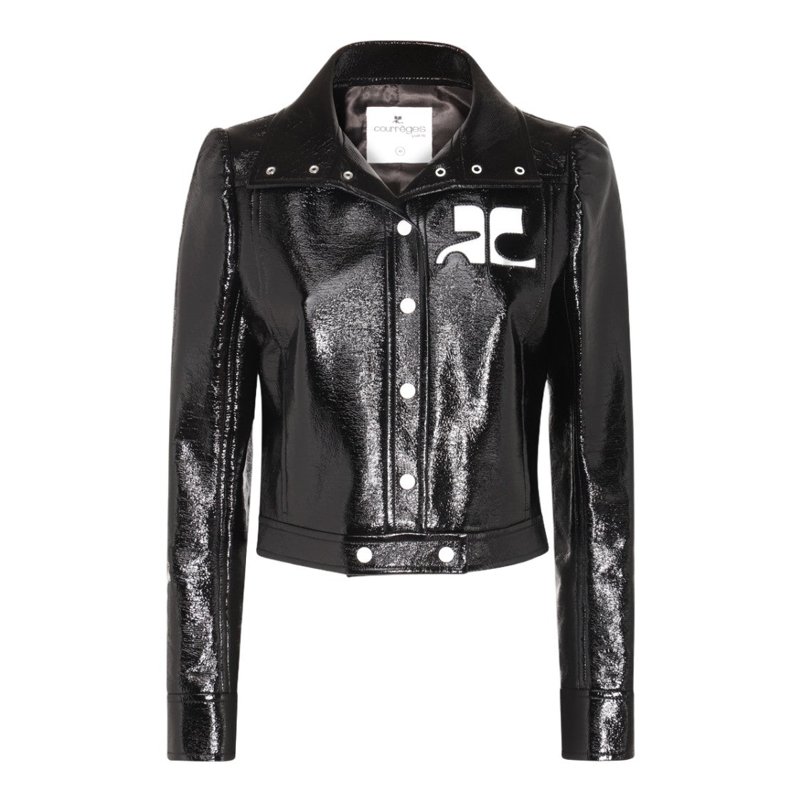 Courrèges Glossy Black Fitted Jacket With Structured Silhouette