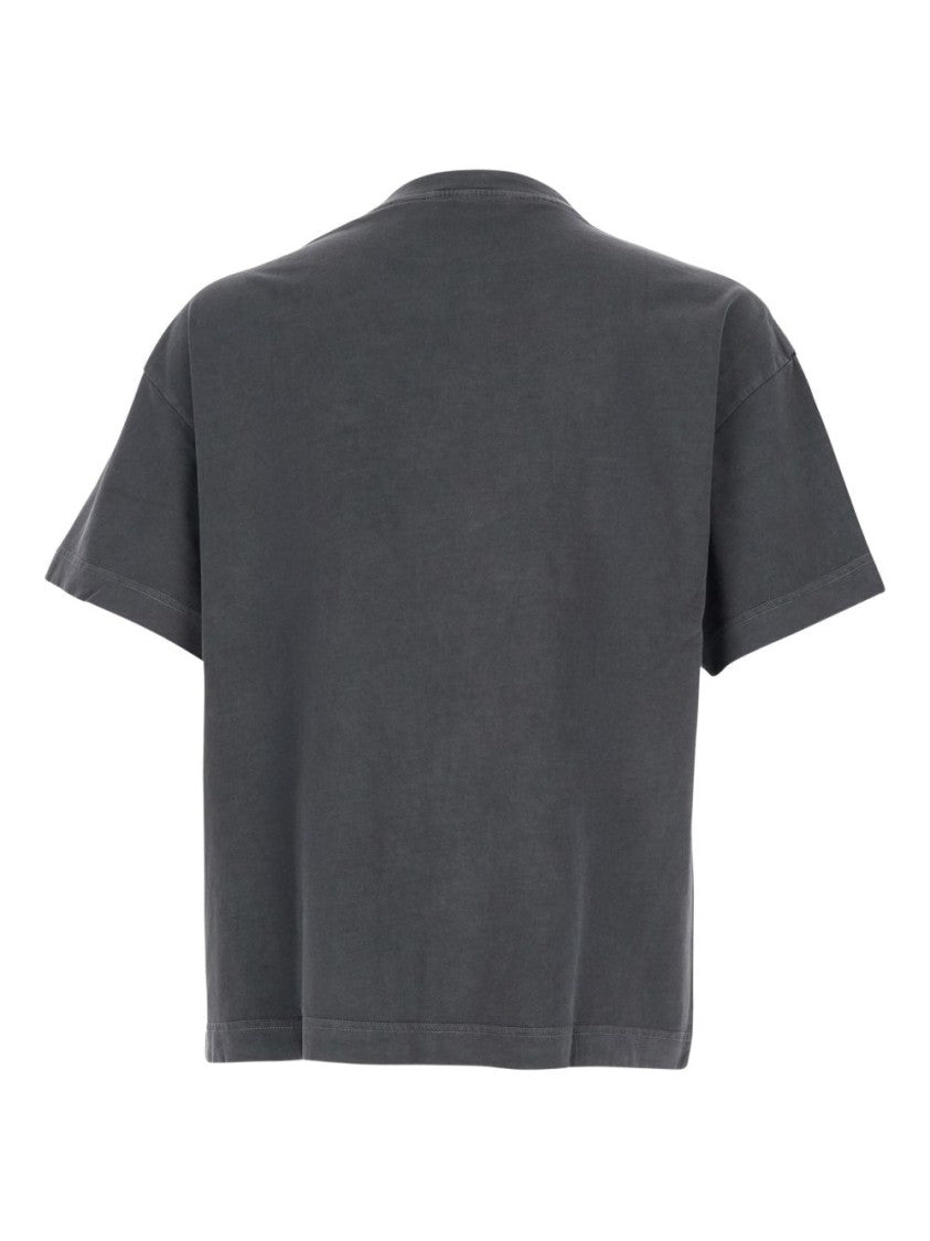 Palm Angels Relaxed-Fit Grey Cotton T-Shirt With Gothic Text