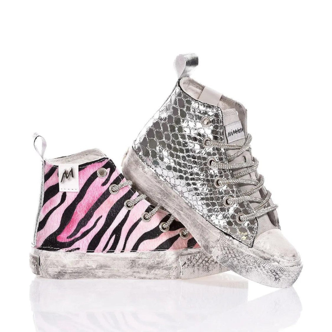 Mimanera High-Top Sneakers With Zebra Print And Swarovski Laces