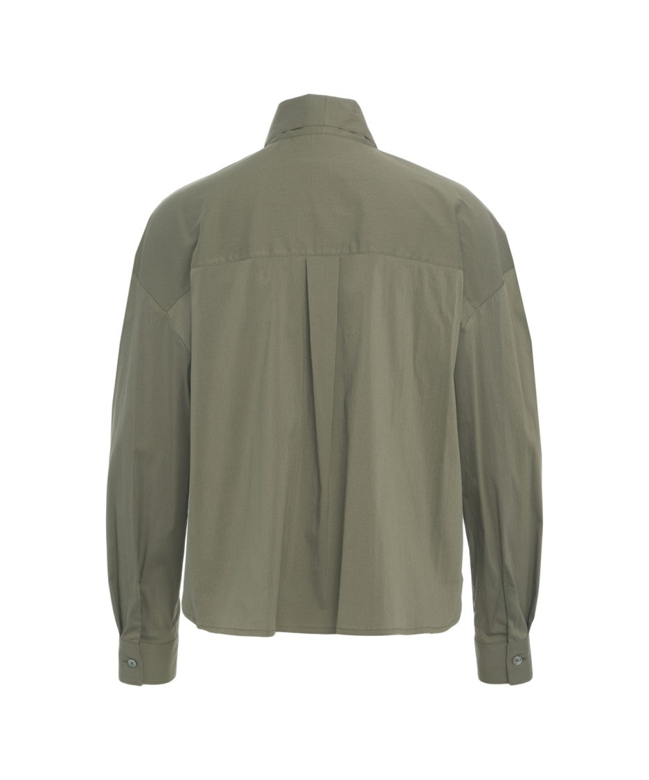 Himon's Refined Green Blouse With Bow Collar Detail