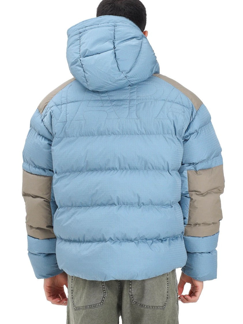 Napapijri Light Blue Removable Hood Polyamide Down Jacket