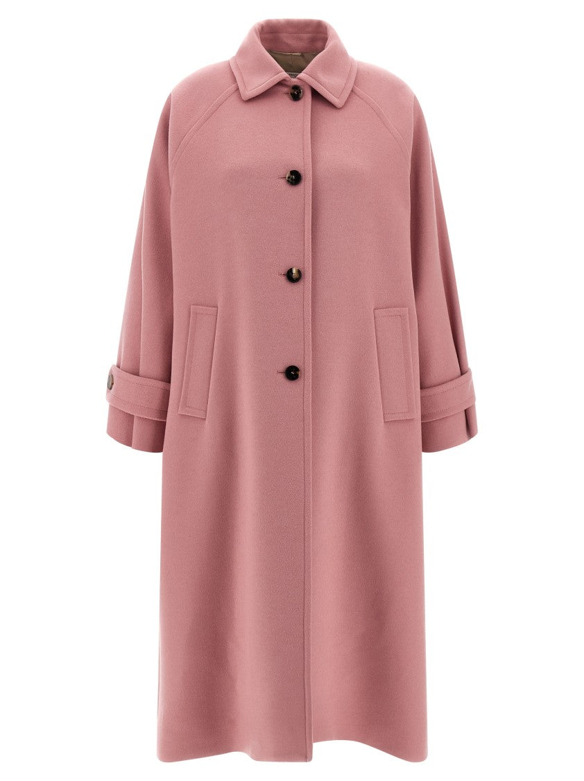 Alberto Biani Long Wool Coat With Classic Shirt Collar