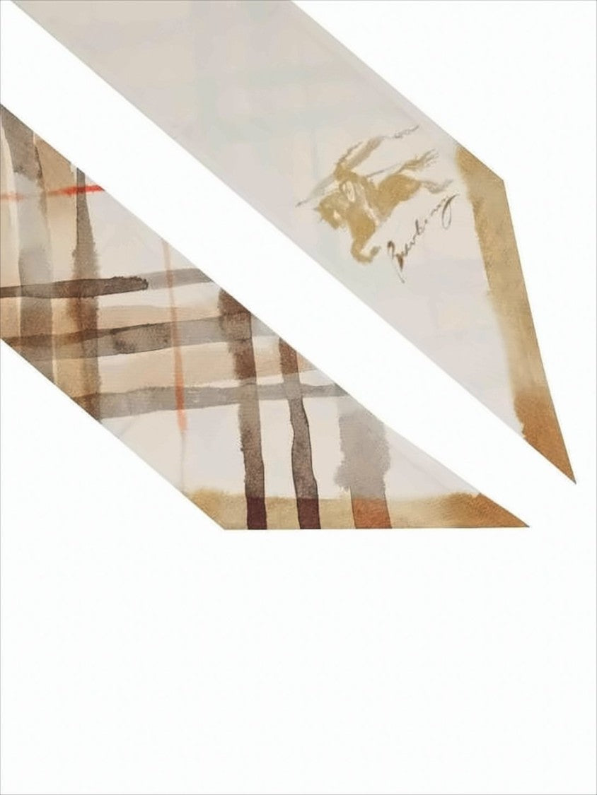 Burberry Silk Scarf With Watercolor-Inspired Plaid Pattern