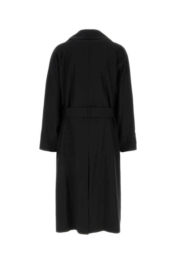 Saint Laurent Black Gabardine Trench Coat