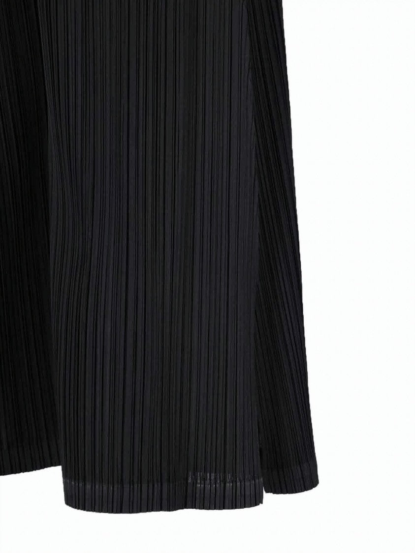 Pleats Please Cropped Straight Pants With Pleated Texture And Subtle Sheen