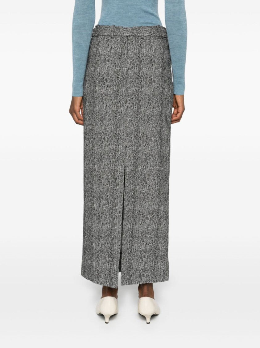 Staud Long Herringbone Pattern Pencil Murray Skirt