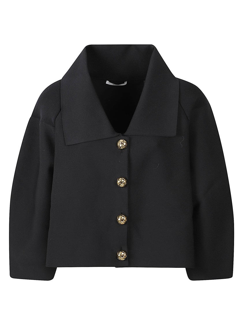 Givenchy Cropped Coat With Wide Collar And Gold-Tone Buttons