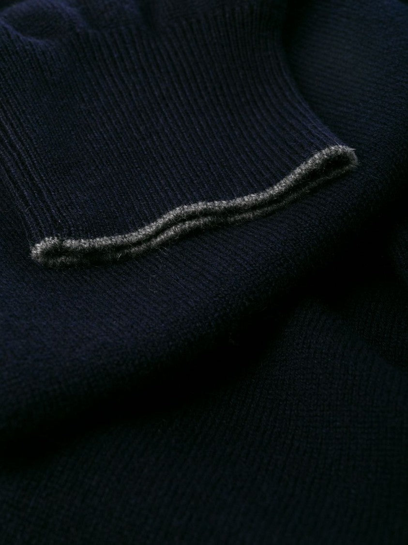 Brunello Cucinelli Black Knitted Funnel Neck Zip-Up Sweater