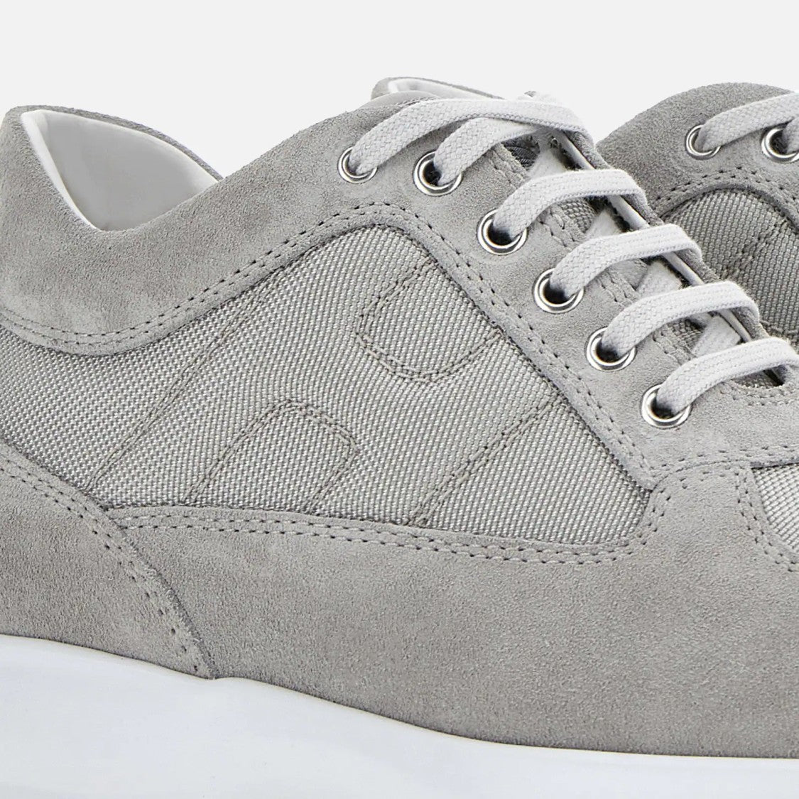 Hogan Light Grey Suede And Mesh Sneakers