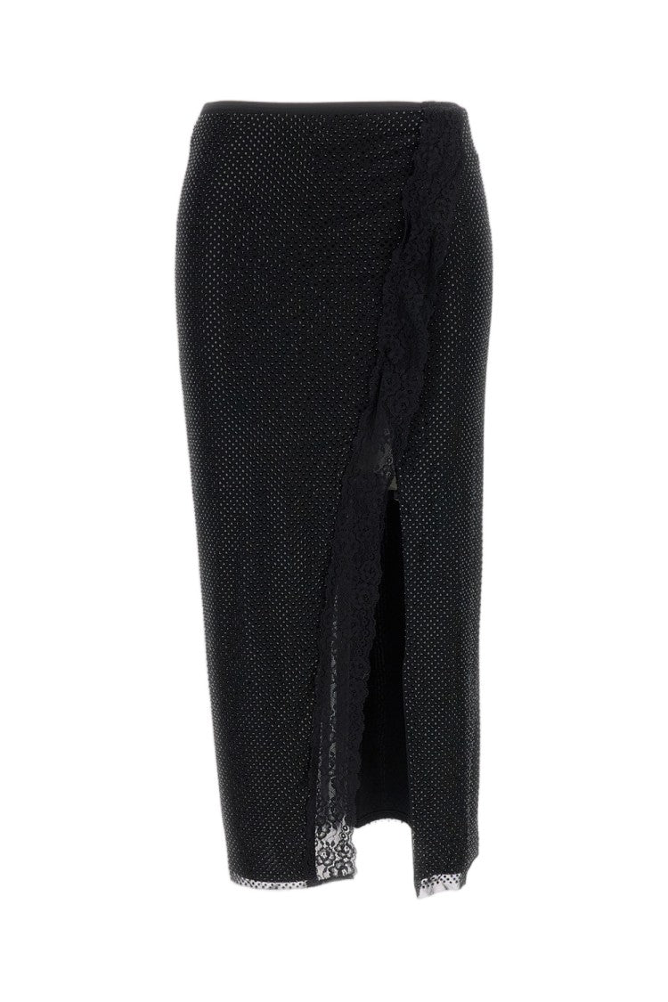 Self-Portrait Crystal Trim Black Crepe Mini Dress