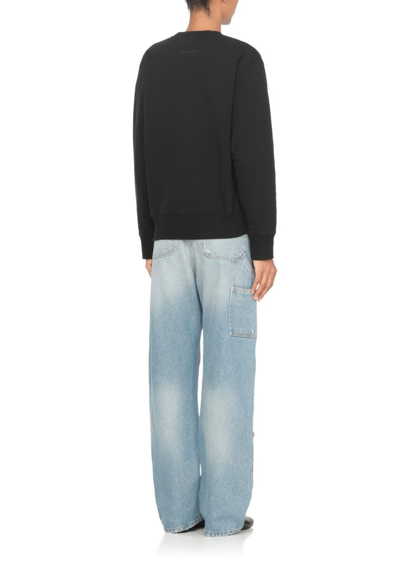 Mm6 By Maison Margiela Graphic Black Cotton Sweatshirt With Contrasting Numeric Logo