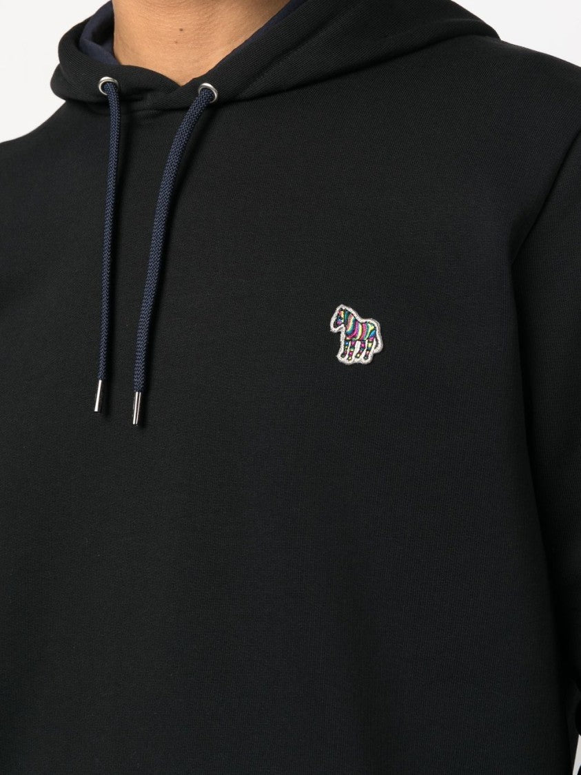 Paul Smith Pullover Black Hoodie With Colorful Zebra Logo