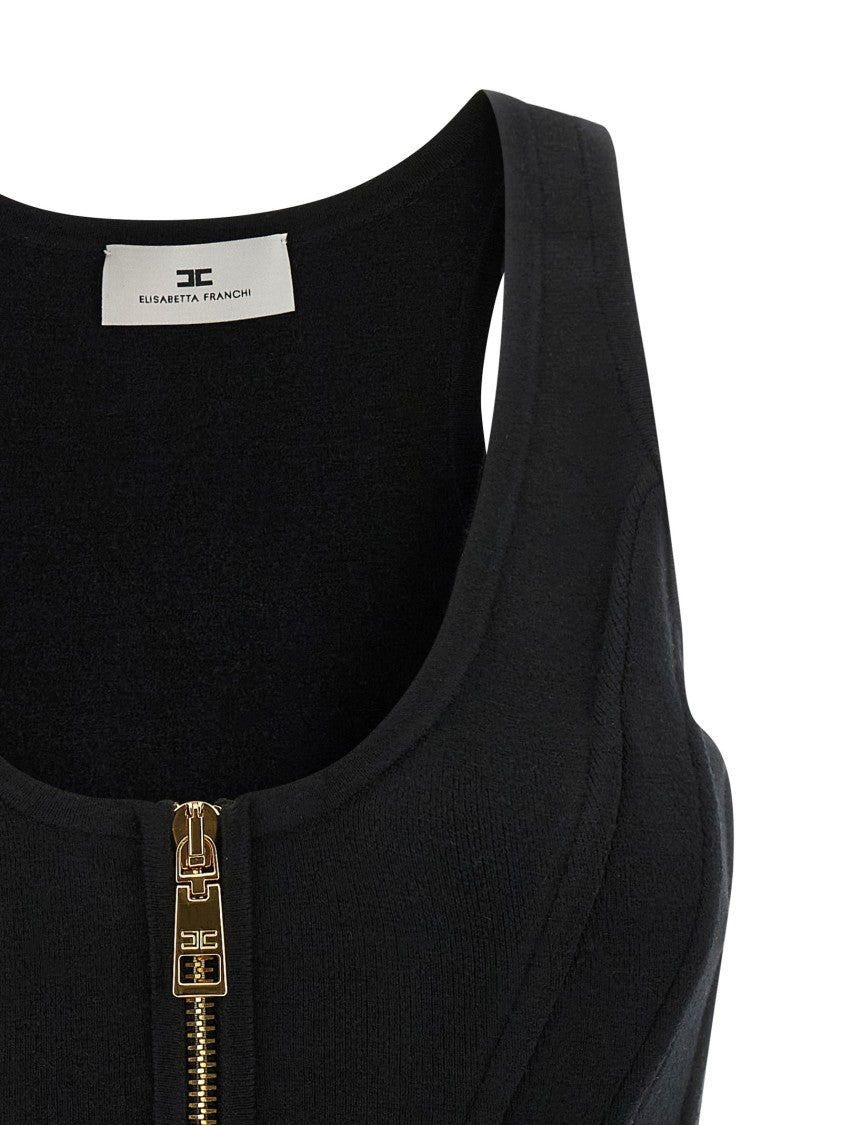 Elisabetta Franchi Structured Wool Blend Bustier Top