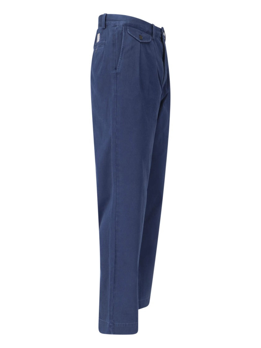 Polo Ralph Lauren Blue Mid-Rise Straight-Leg Cotton Pants