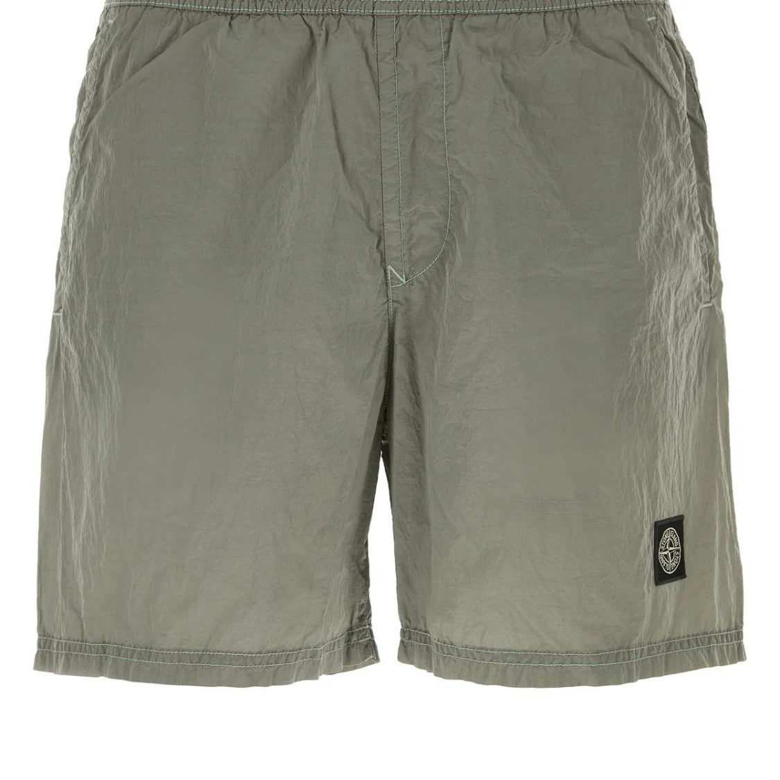 Stone Island Green Bermudas With Crinkled Texture
