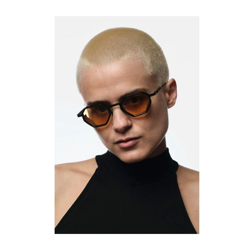 Capote Eyewear Cc13 Blk Black Yellow Geometric Black Titanium Sunglasses