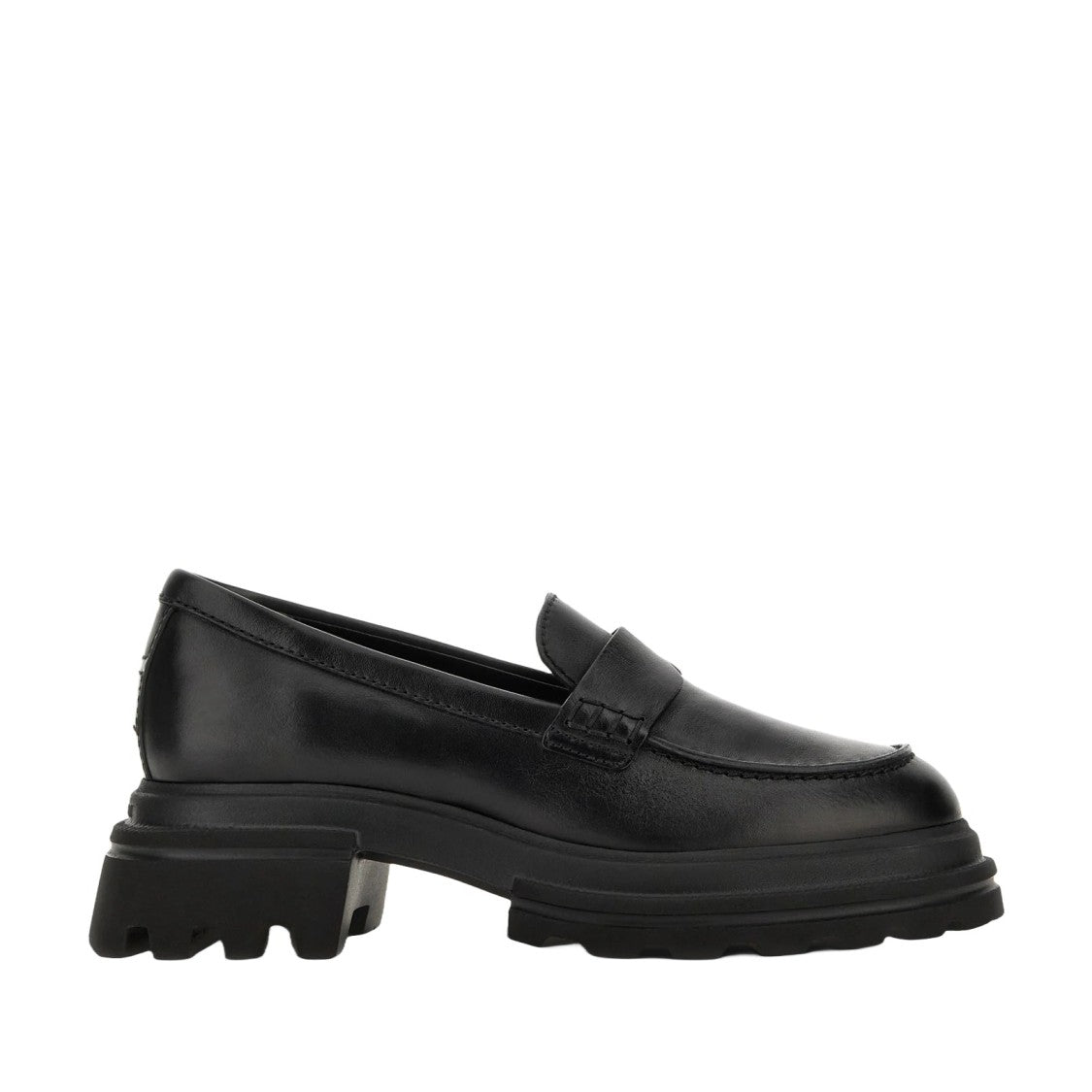 Hogan Luxe Black Calfskin Loafers With Refined Details