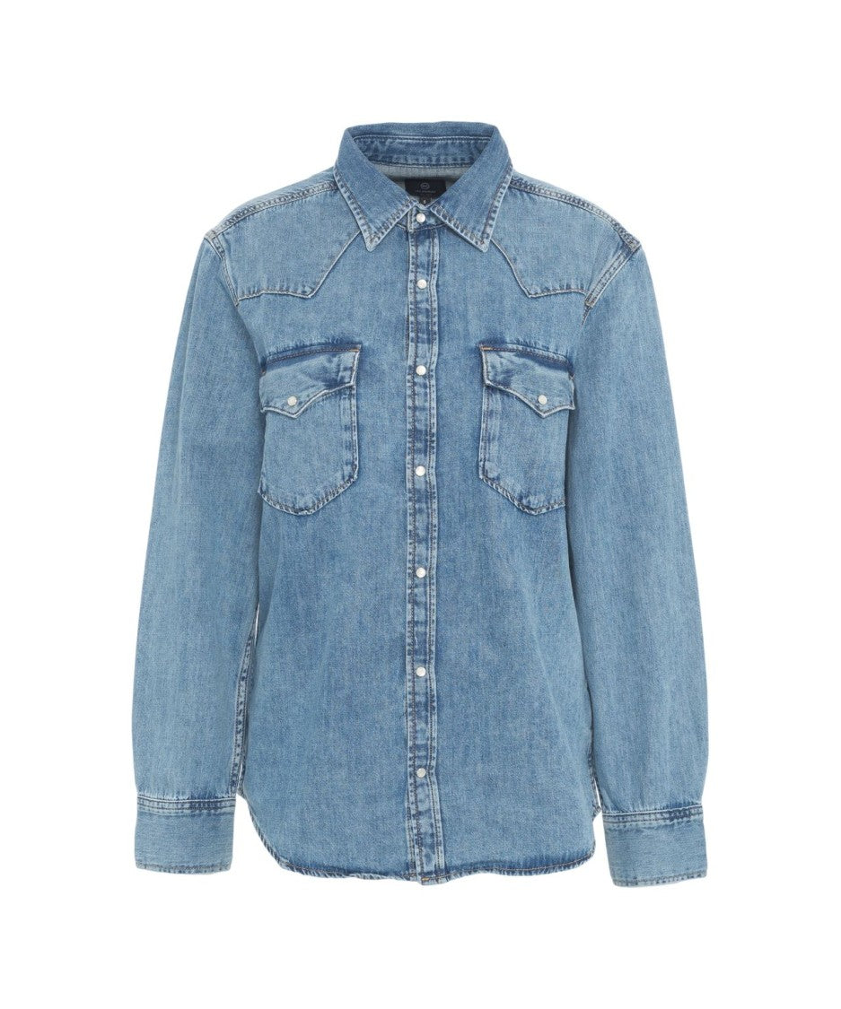 Ag Jeans Western-Inspired Denim Shirt With Flap Pockets