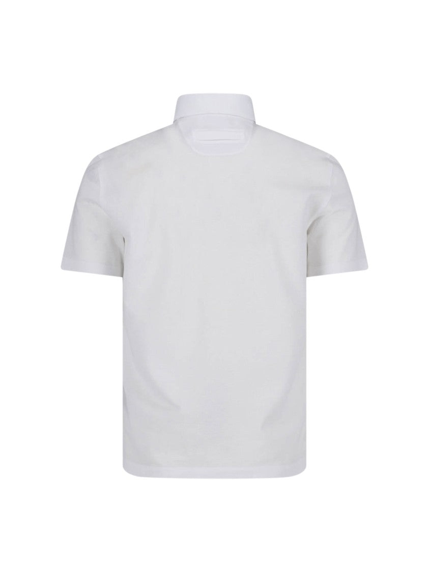 Zegna White Cotton Classic Collar Polo Shirt