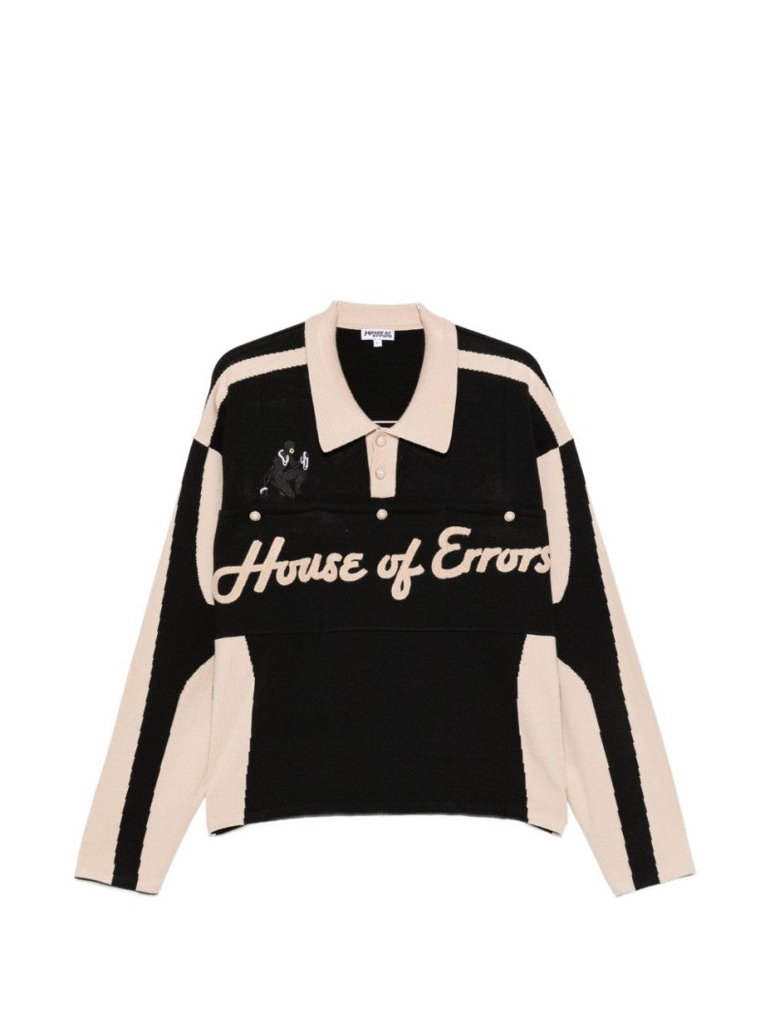 House Of Errors Black Color Block Polo Sweatshirt
