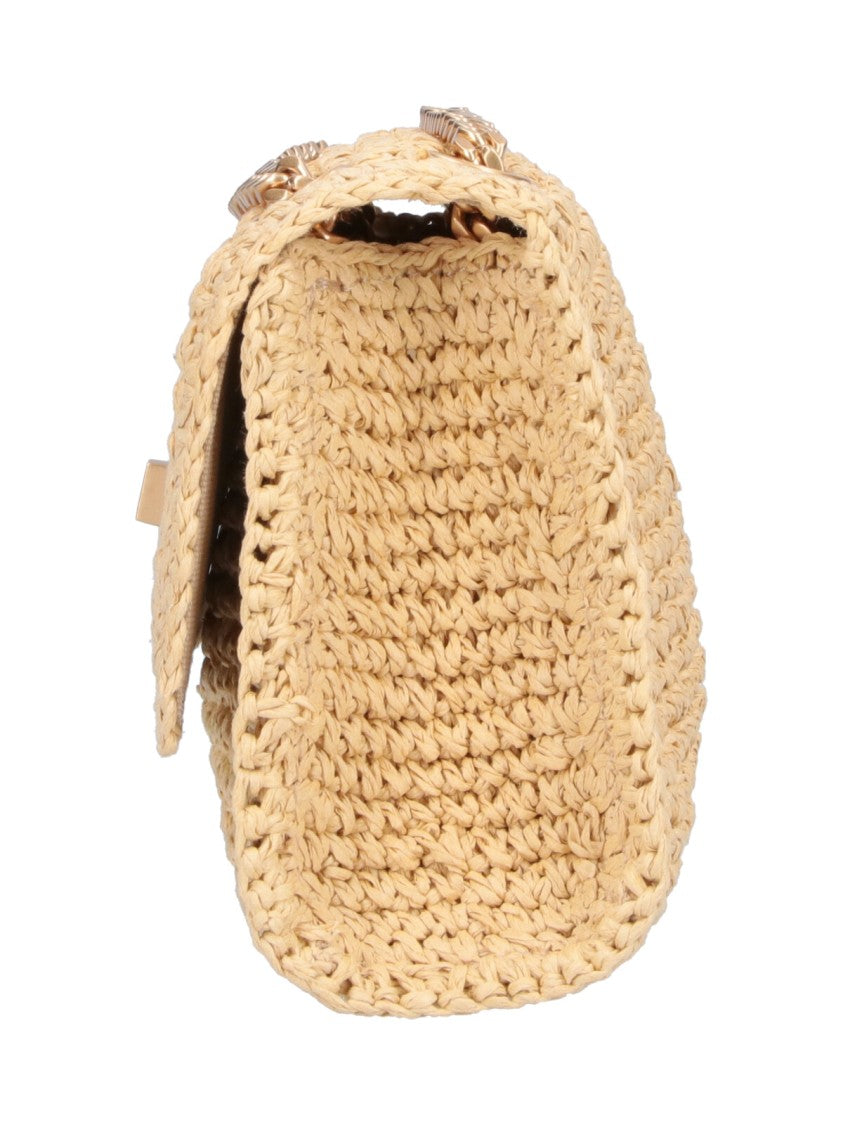 Tory Burch Beige Kira Turnlock Raffia Bag