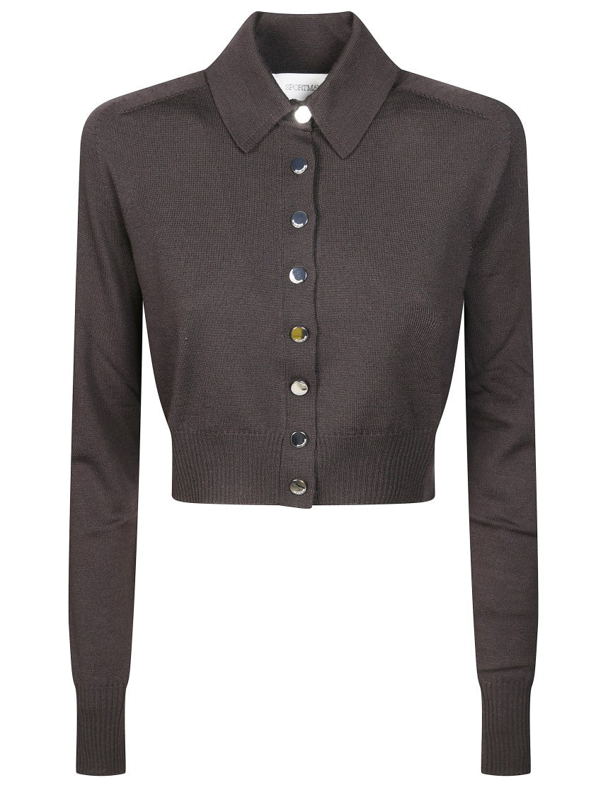 Sportmax Perseo Ribbed Metallic Button Cardigan