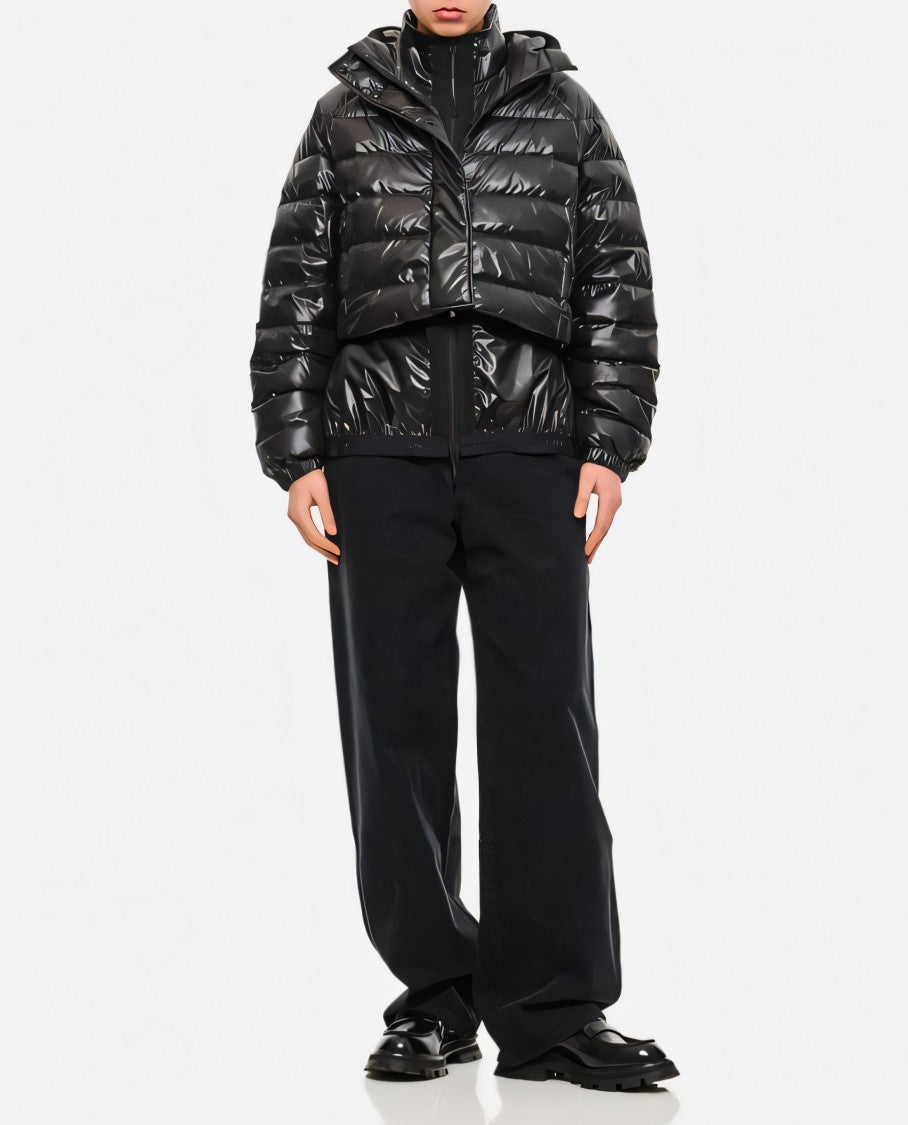 Moncler Cropped Puffer Jacket With Glossy Finish