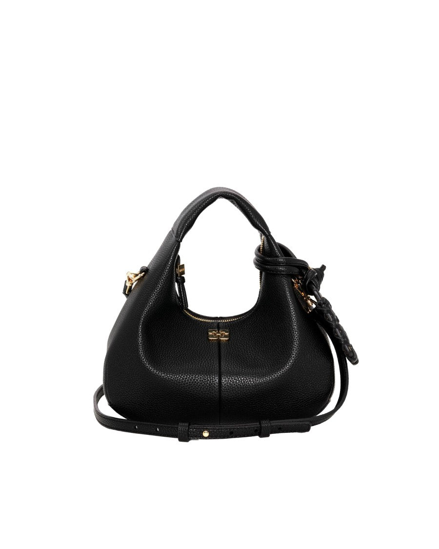 Ganni Mini Hobo Bag With Adjustable Strap And Decorative Mirror Tag