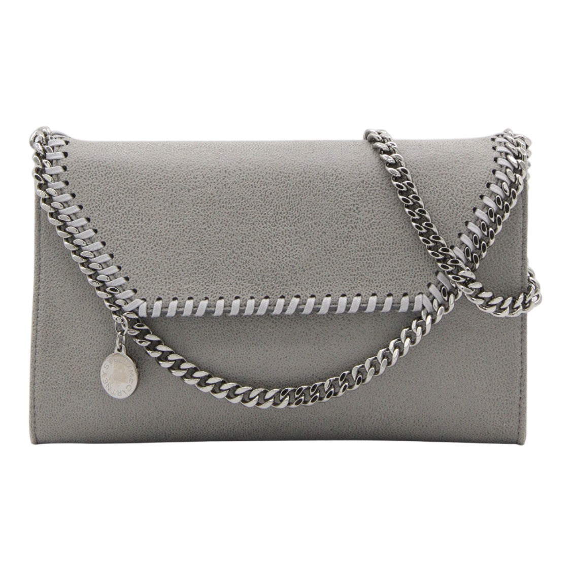 Stella Mccartney Rectangular Textured Bag With Whipstitch And Silver Chain Strap