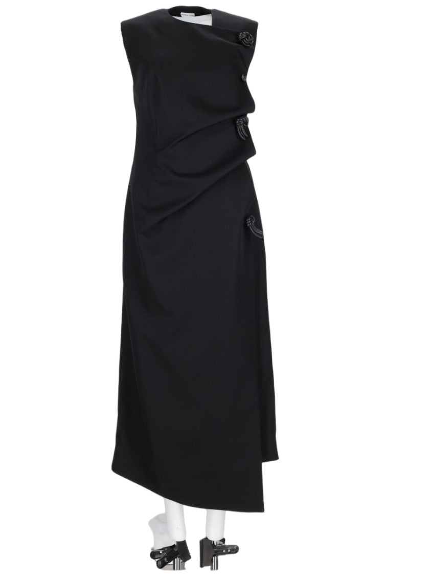 Bottega Veneta Midi Dress With Knot Details In Premium Wool