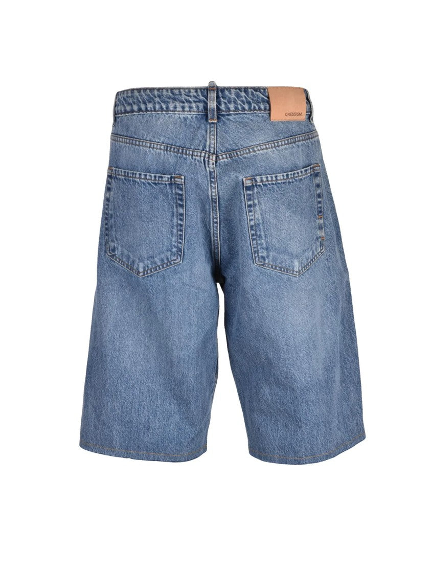 Dressism. Blue Cotton Bermuda Shorts