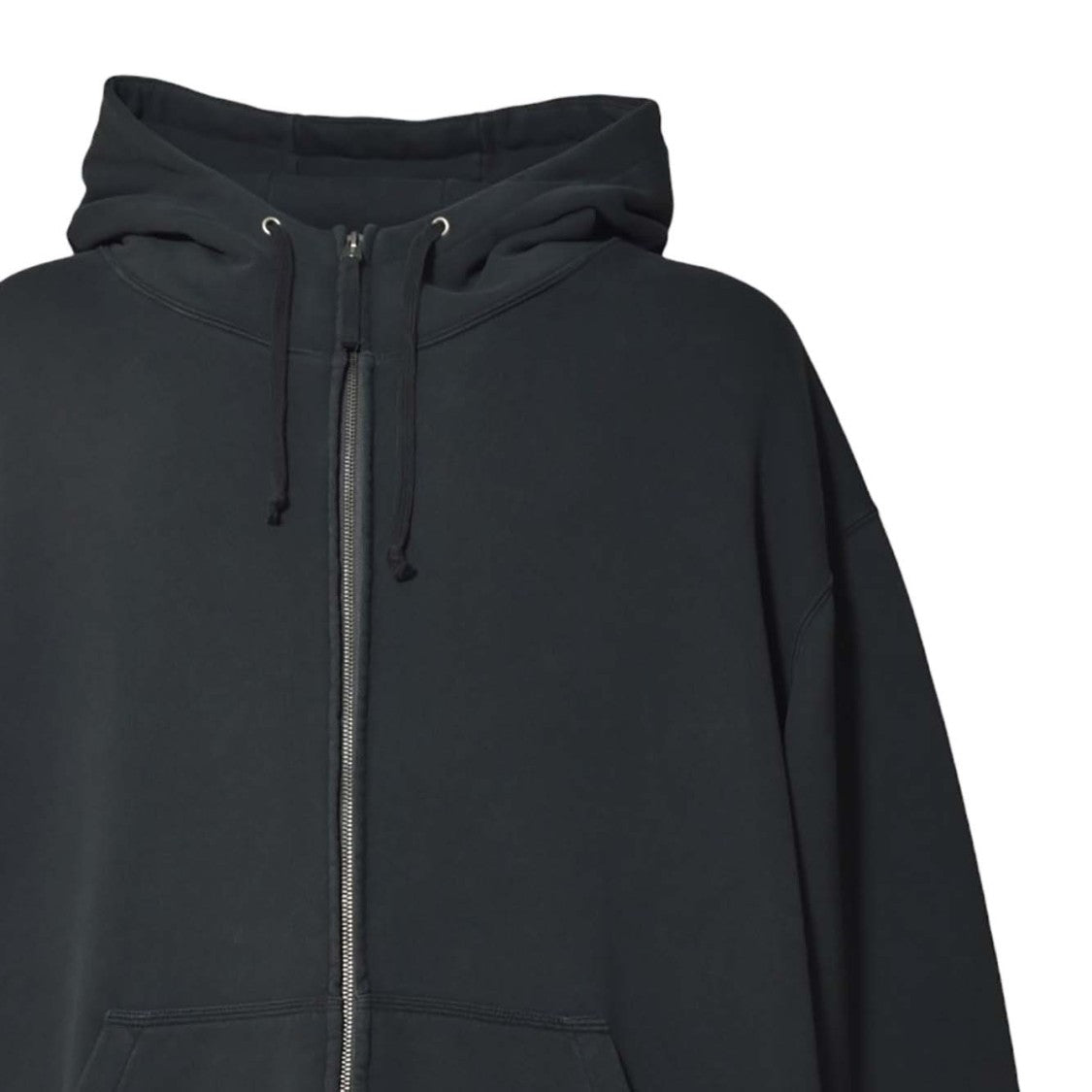 Maison Margiela Dark Anthracite Zip-Up Hoodie With Drawstring And Kangaroo Pocket
