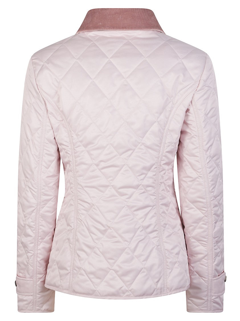 Burberry Pink Diamond Quilting Velvet Collar Jacket