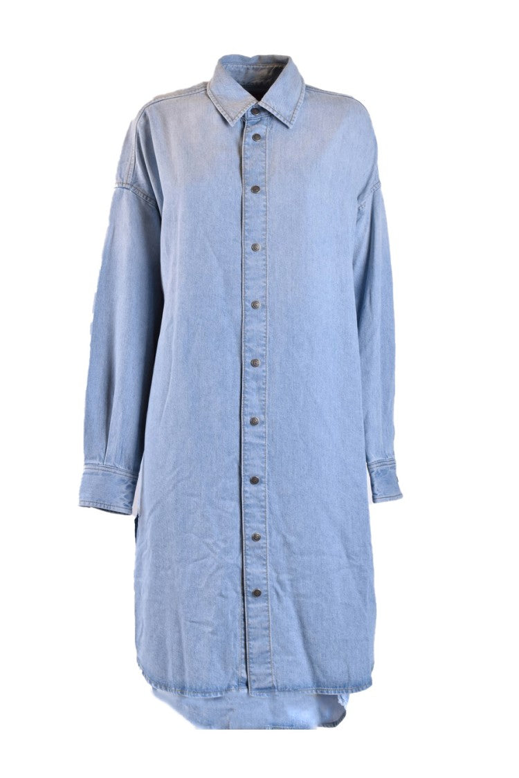 Diesel Relaxed Oversized Denim Dress Frayed Patch