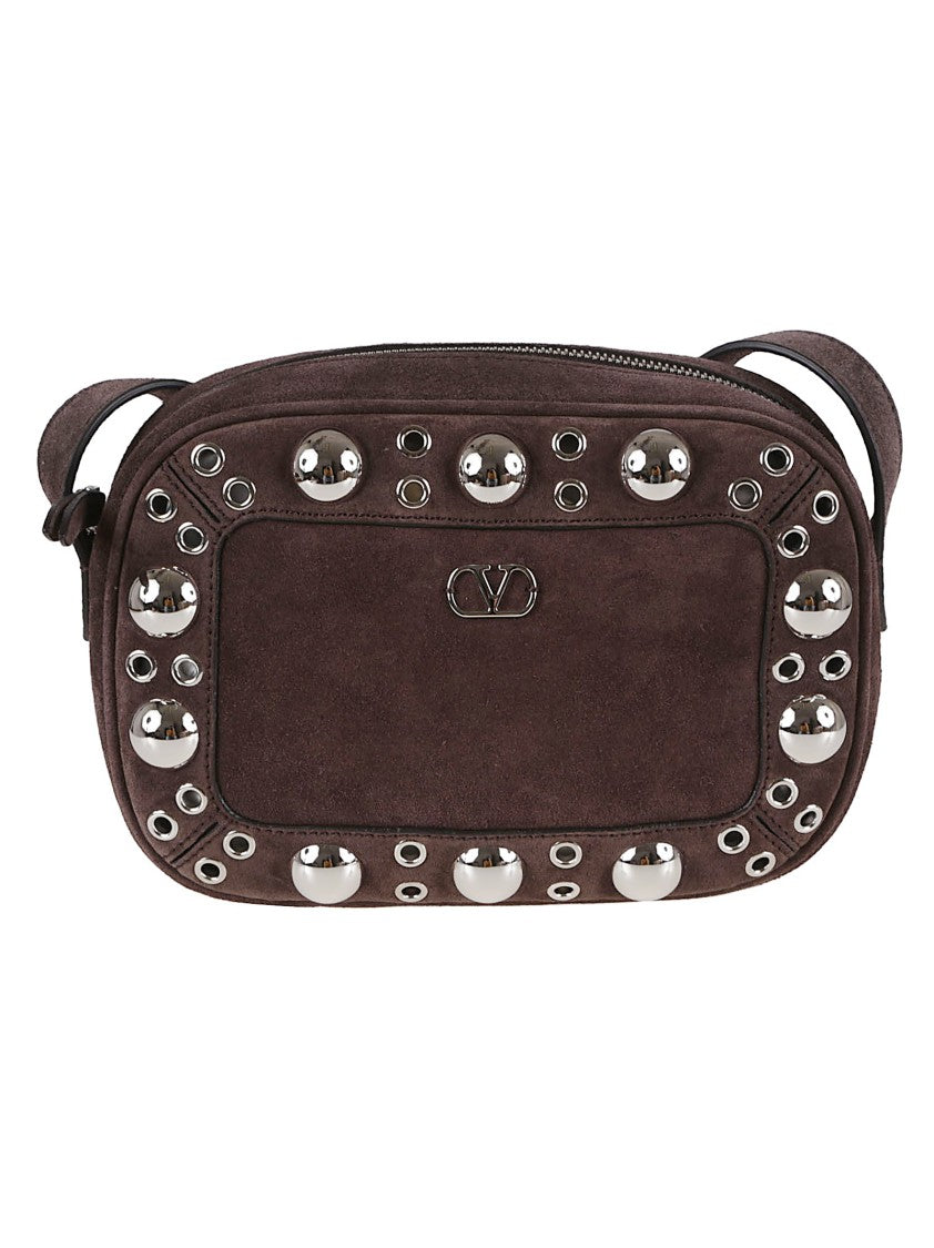 Valentino Garavani Dome-Shaped Crossbody Bag With Metallic Eyelets And Adjustable Strap