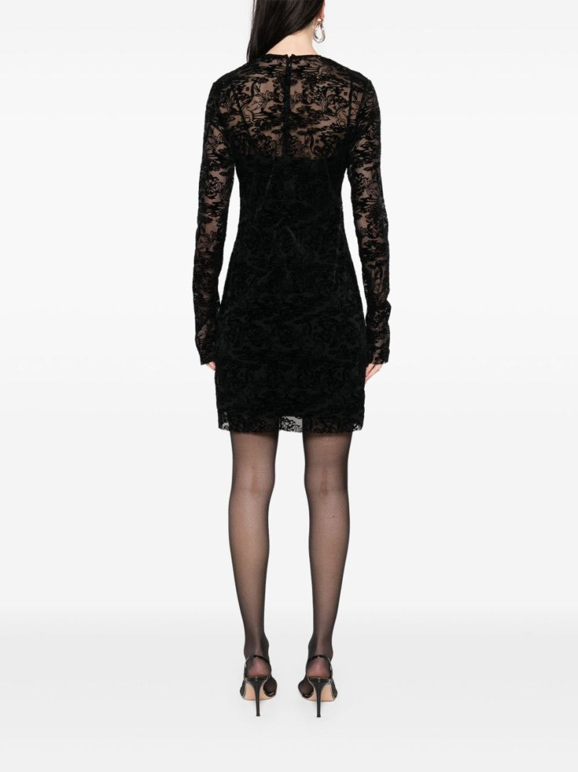 Givenchy Black Long Sleeve Raw Cut Dress