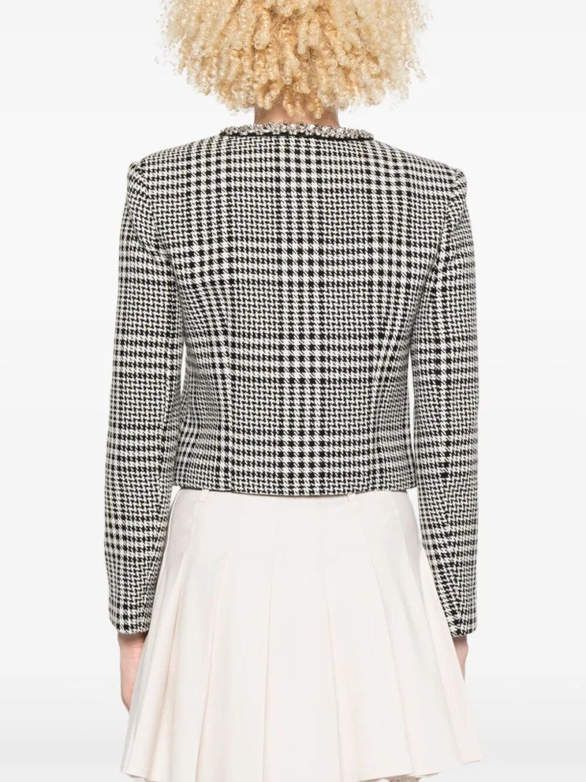 Self-Portrait Houndstooth Crystal Trim Jacket